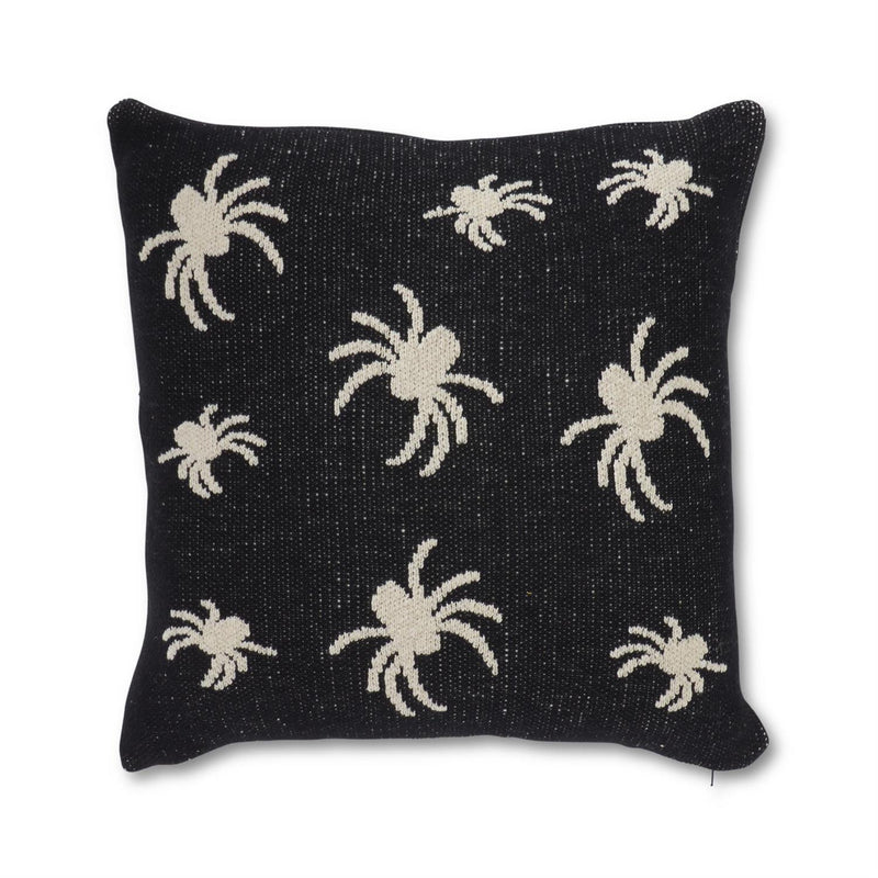 Cotton Knit Black & Cream Spider Pillow 20 Inch