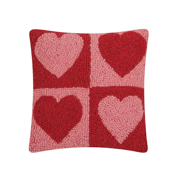 Checker Heart Hook Pillow