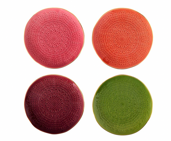 Gold Rim Stamped Ceramic Plate