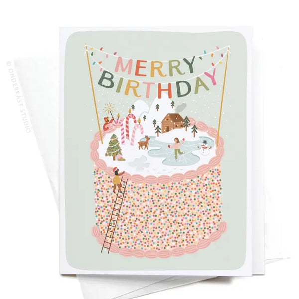Merry Birthday Cake Greeting Card