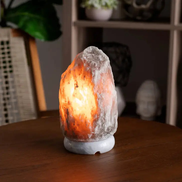 Natural Gray Himalayan Salt Lamp W/ Marble Base