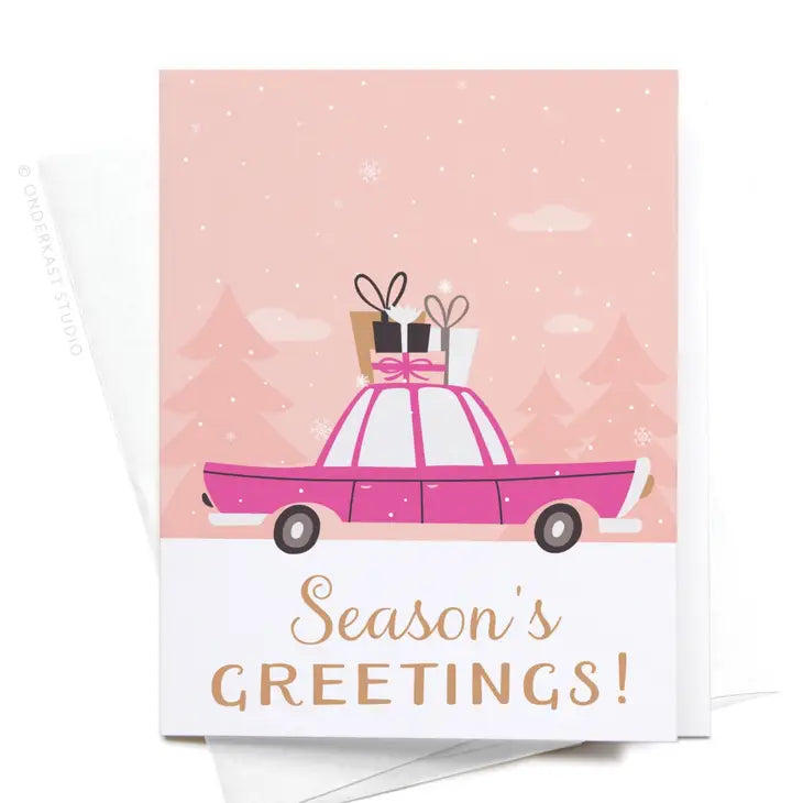 Seasons Greetings Vintage Car Greeting Card