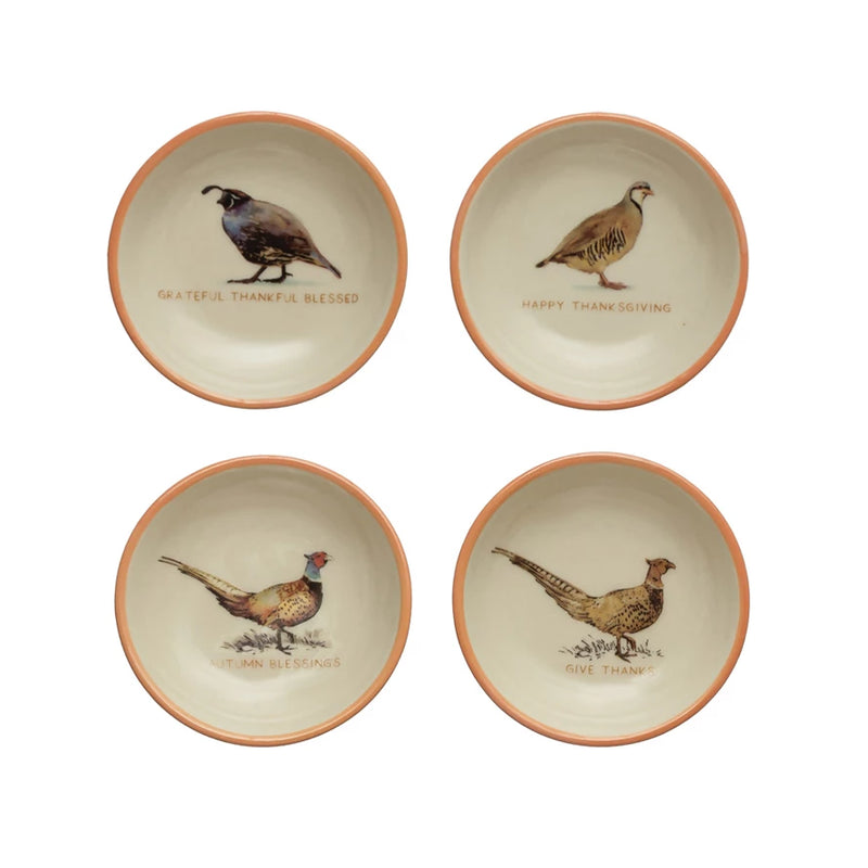 Stoneware Dish with Game Birds