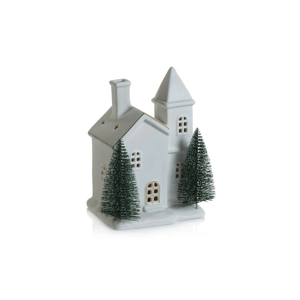 LED Porcelain House w/ Trees