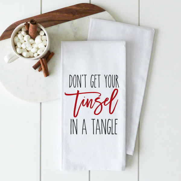 Tinsel In A Tangle - Tea Towel